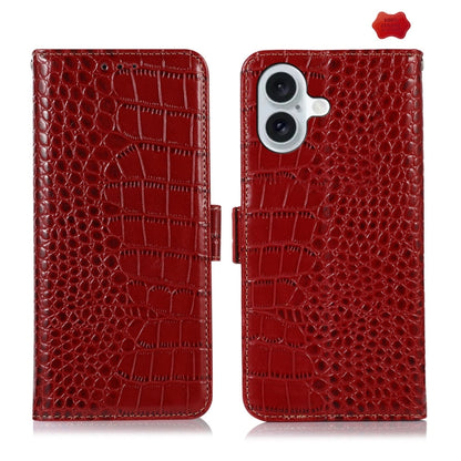 For iPhone 16 Crocodile Top Layer Cowhide Leather Phone Case(Red) - iPhone 16 Cases by PMC Jewellery | Online Shopping South Africa | PMC Jewellery | Buy Now Pay Later Mobicred