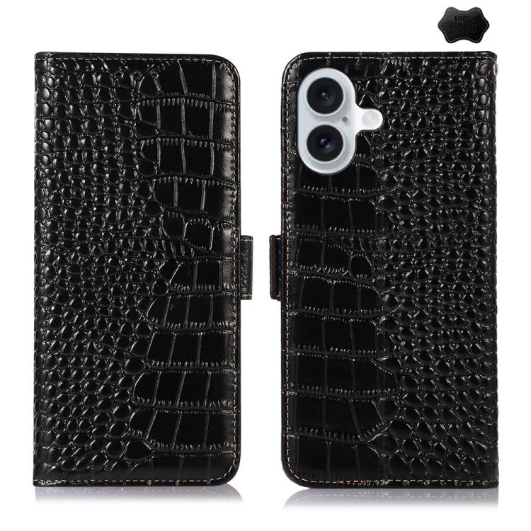 For iPhone 17 Crocodile Top Layer Cowhide Leather Phone Case(Black) - free shipping - PMc TechLife - Order now!