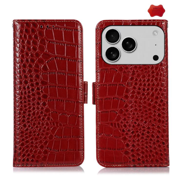 For iPhone 17 Pro Crocodile Top Layer Cowhide Leather Phone Case(Red) - free shipping - PMc TechLife - Order now!