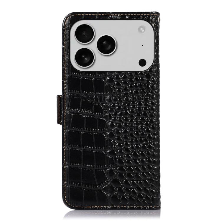 For iPhone 17 Pro Max Crocodile Top Layer Cowhide Leather Phone Case(Black) - free shipping - PMc TechLife - Order now!