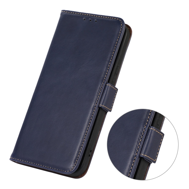 For iPhone 16 Pro Crazy Horse Top Layer Cowhide Leather Phone Case(Blue) - free shipping - PMC TechLife - Order now!