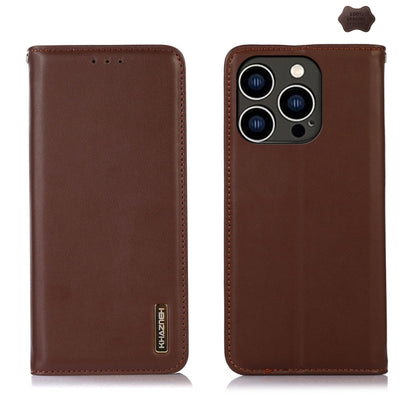 For iPhone 16 Pro KHAZNEH Nappa Top Layer Cowhide Leather Phone Case(Brown) - iPhone 16 Pro Cases by PMC Jewellery | Online Shopping South Africa | PMC Jewellery | Buy Now Pay Later Mobicred