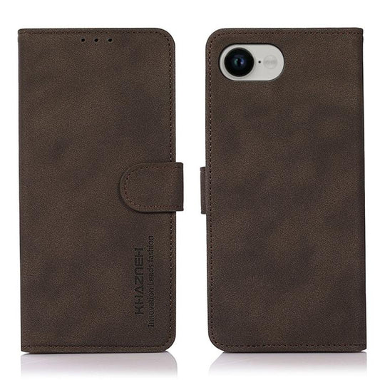 For iPhone 16e KHAZNEH Matte Texture Leather Phone Case(Brown) - iPhone 16e Cases by PMC Jewellery | Online Shopping South Africa | PMC Jewellery | Buy Now Pay Later Mobicred