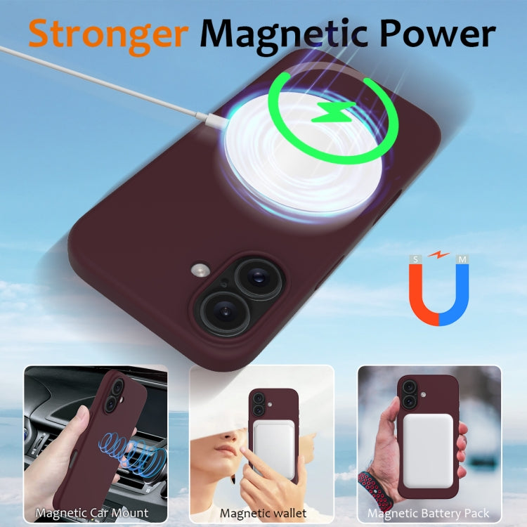 For iPhone 16 Plus Shockproof Silicone Magsafe Phone Case(Plum Color) - iPhone 16 Plus Cases by PMC TechLife | Online Shopping South Africa | PMC TechLife | Buy Now Pay Later Mobicred
