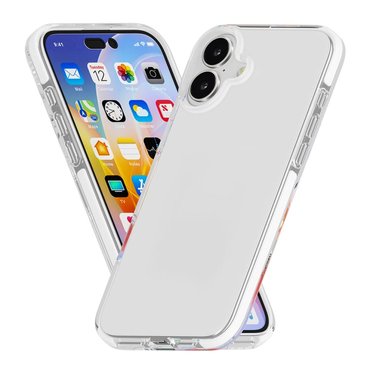 For iPhone 16 Two-color Shockproof High Transparency TPU Phone Case(White) - iPhone 16 Cases by PMC TechLife | Online Shopping South Africa | PMC TechLife | Buy Now Pay Later Mobicred