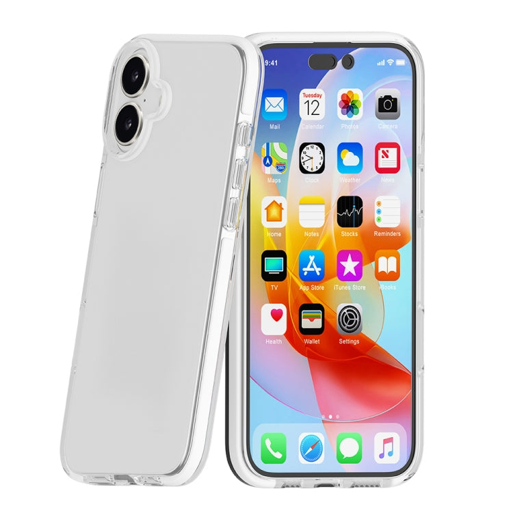 For iPhone 16 Two-color Shockproof High Transparency TPU Phone Case(White) - iPhone 16 Cases by PMC TechLife | Online Shopping South Africa | PMC TechLife | Buy Now Pay Later Mobicred