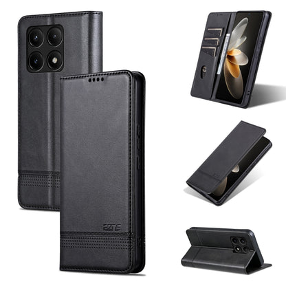 For Xiaomi Redmi K70/K70 Pro AZNS Magnetic Calf Texture Flip Leather Phone Case(Black) - K70 Pro Cases by AZNS | Online Shopping South Africa | PMC Jewellery | Buy Now Pay Later Mobicred