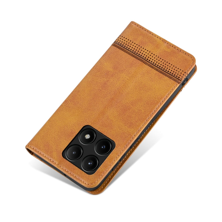 For Xiaomi Redmi K70/K70 Pro AZNS Magnetic Calf Texture Flip Leather Phone Case(Light Brown) - K70 Pro Cases by AZNS | Online Shopping South Africa | PMC Jewellery | Buy Now Pay Later Mobicred