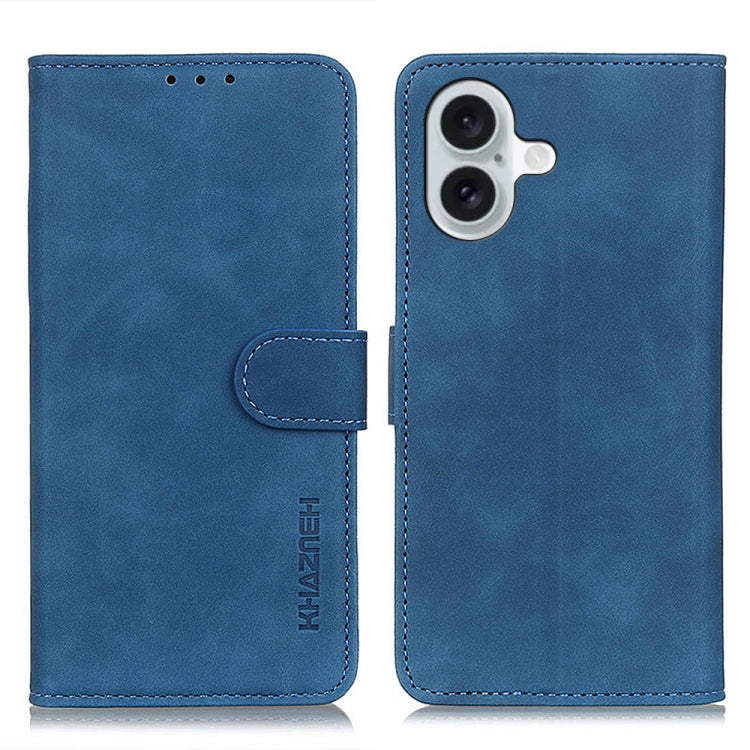 For iPhone 16 Plus KHAZNEH Retro Texture Leather Phone Case(Blue) - iPhone 16 Plus Cases by PMC Jewellery | Online Shopping South Africa | PMC Jewellery | Buy Now Pay Later Mobicred