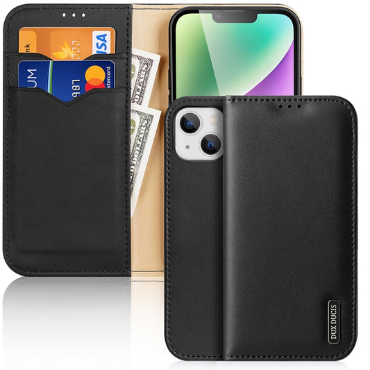 For iPhone 15 DUX DUCIS Hivo Series Cowhide + PU + TPU Flip Phone Case(Black) - iPhone 15 Cases by DUX DUCIS | Online Shopping South Africa | PMC Jewellery | Buy Now Pay Later Mobicred