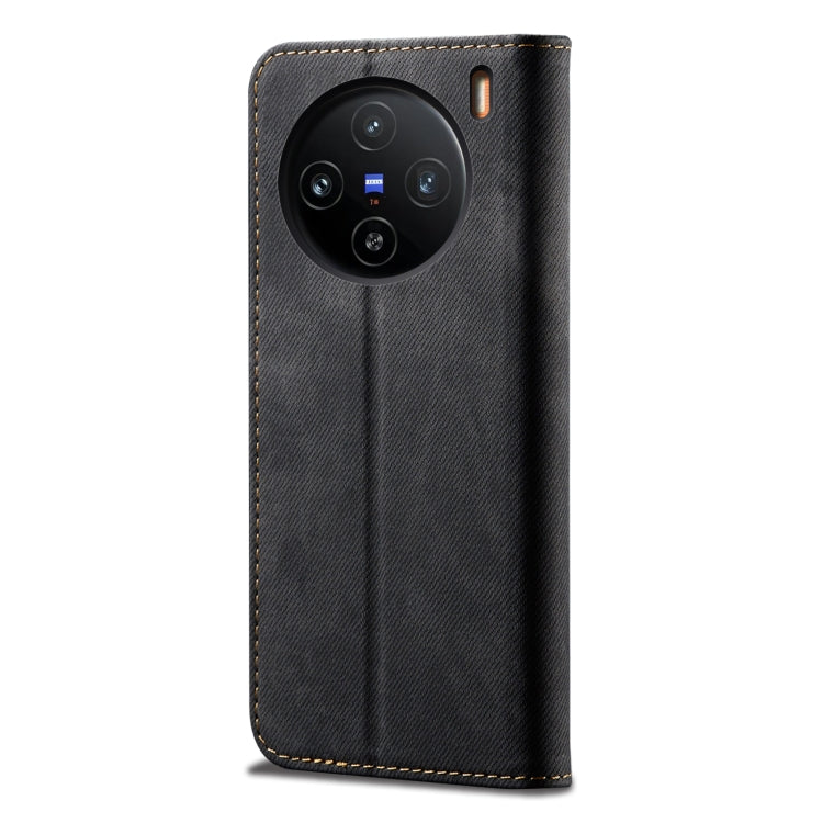For vivo X100 Denim Texture Flip Leather Phone Case(Black) - X100 Cases by imak | Online Shopping South Africa | PMC Jewellery | Buy Now Pay Later Mobicred