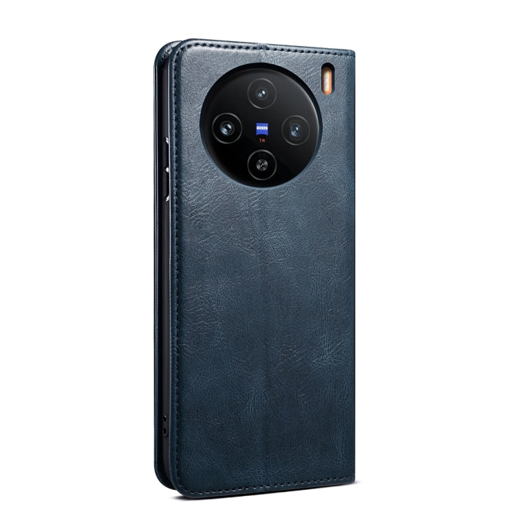For vivo X100 Oil Wax Crazy Horse Texture Leather Phone Case(Blue) - free shipping - PMC Jewellery - Order now!