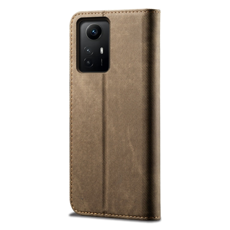 For Xiaomi Redmi Note 12S Denim Texture Flip Leather Phone Case(Khaki) - Xiaomi Cases by PMC TechLife | Online Shopping South Africa | PMC TechLife | Buy Now Pay Later Mobicred