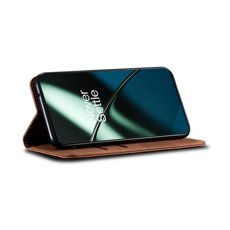 For Honor 90 Pro Denim Texture Flip Leather Phone Case(Brown) - Honor Cases by PMC TechLife | Online Shopping South Africa | PMC TechLife | Buy Now Pay Later Mobicred