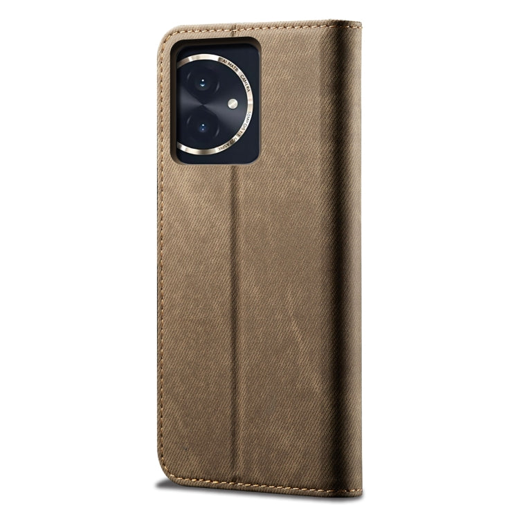 For Honor 100 Denim Texture Flip Leather Phone Case(Khaki) - Honor Cases by PMC TechLife | Online Shopping South Africa | PMC TechLife | Buy Now Pay Later Mobicred