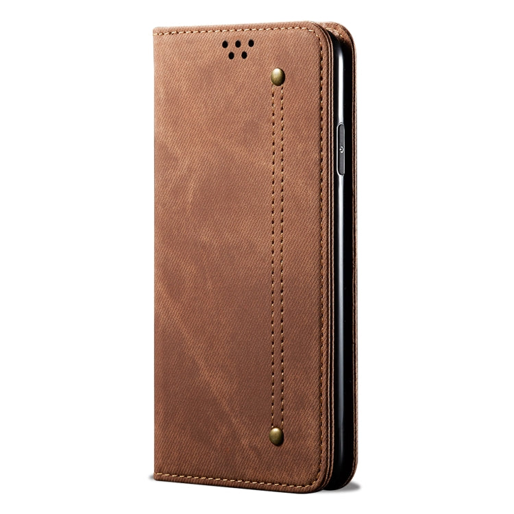 For Honor 100 Denim Texture Flip Leather Phone Case(Brown) - Honor Cases by PMC TechLife | Online Shopping South Africa | PMC TechLife | Buy Now Pay Later Mobicred