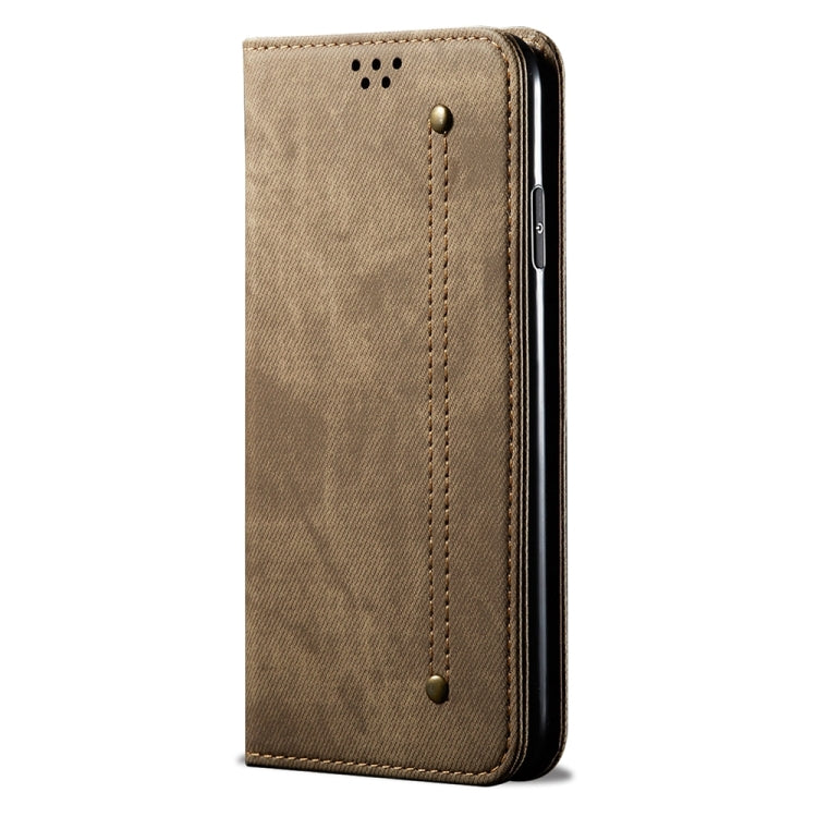 For Honor Play 8T 5G / X7b Denim Texture Flip Leather Phone Case(Khaki) - Honor Cases by PMC TechLife | Online Shopping South Africa | PMC TechLife | Buy Now Pay Later Mobicred