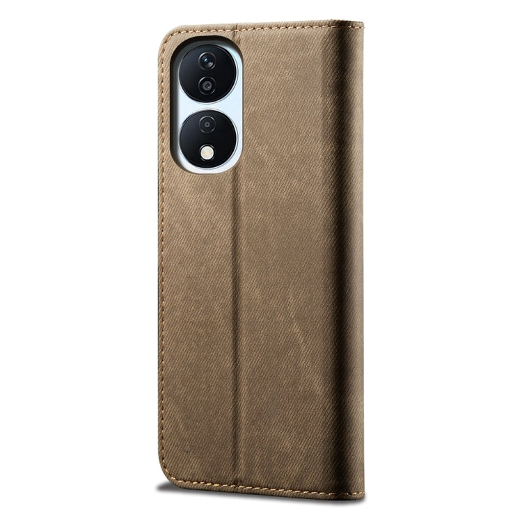 For Honor Play 8T 5G / X7b Denim Texture Flip Leather Phone Case(Khaki) - Honor Cases by PMC Jewellery | Online Shopping South Africa | PMC Jewellery | Buy Now Pay Later Mobicred