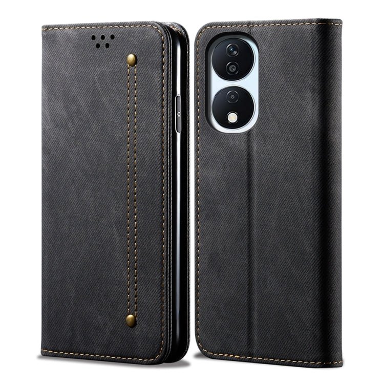 For Honor Play 8T 5G / X7b Denim Texture Flip Leather Phone Case(Black) - Honor Cases by PMC Jewellery | Online Shopping South Africa | PMC Jewellery | Buy Now Pay Later Mobicred