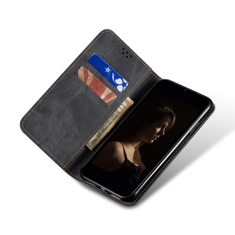 For Honor Magic6 Denim Texture Flip Leather Phone Case(Black) - Honor Cases by PMC TechLife | Online Shopping South Africa | PMC TechLife | Buy Now Pay Later Mobicred