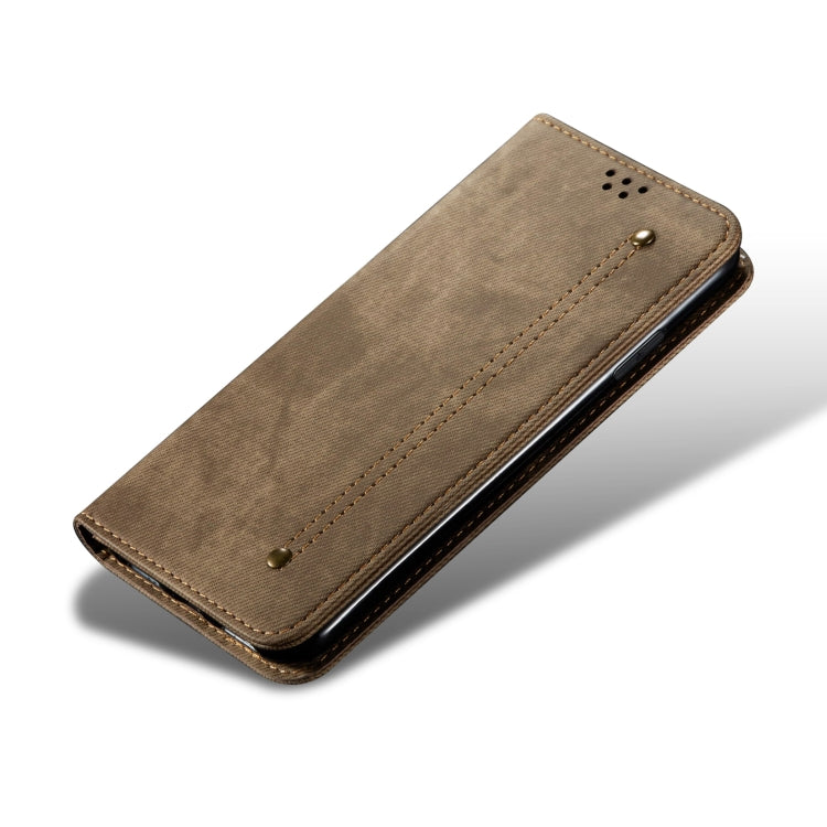 For Honor Magic6 Pro Denim Texture Flip Leather Phone Case(Khaki) - Honor Cases by PMC TechLife | Online Shopping South Africa | PMC TechLife | Buy Now Pay Later Mobicred