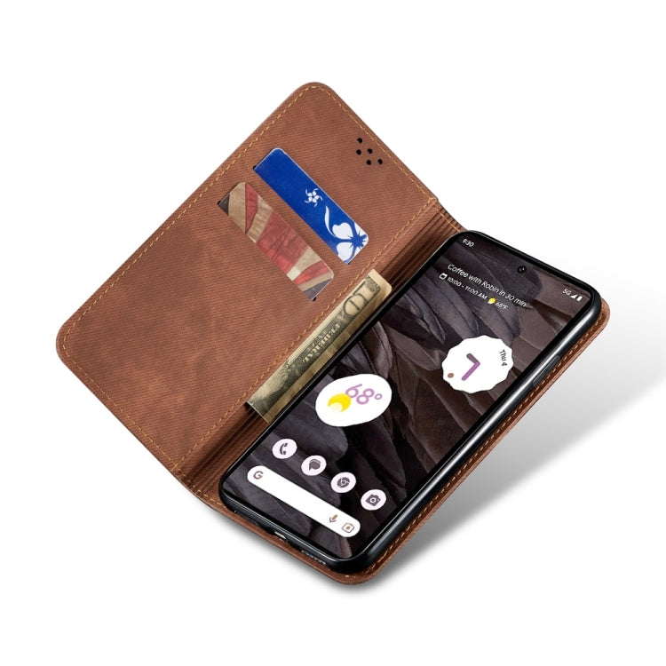 For Honor 200 Lite Global Denim Texture Flip Leather Phone Case(Brown) - Honor Cases by PMC TechLife | Online Shopping South Africa | PMC TechLife | Buy Now Pay Later Mobicred