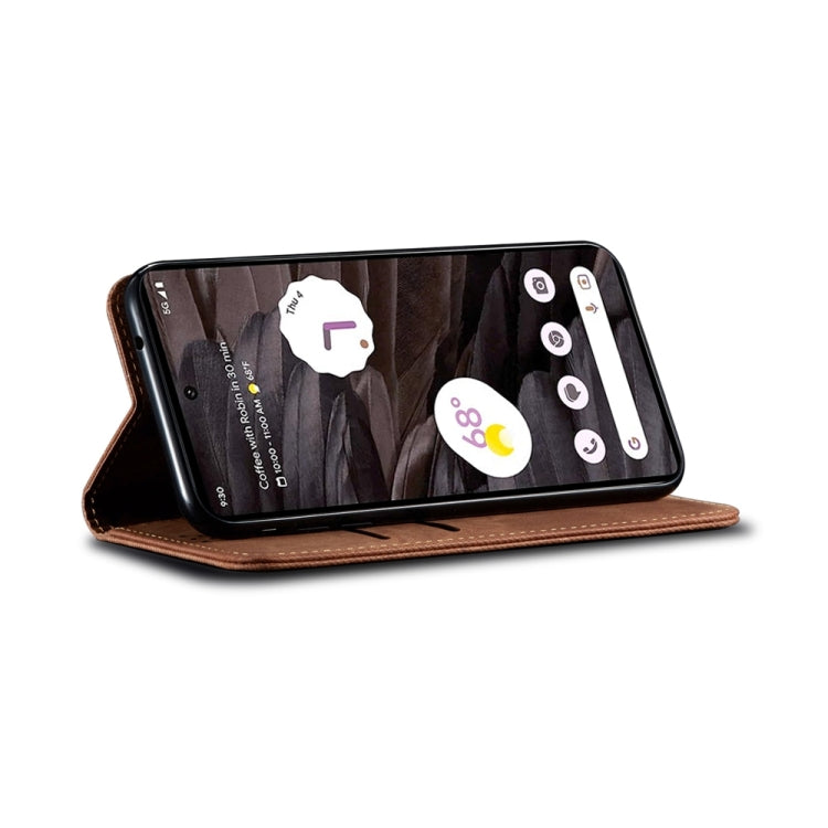For Honor 200 Lite Global Denim Texture Flip Leather Phone Case(Brown) - Honor Cases by PMC TechLife | Online Shopping South Africa | PMC TechLife | Buy Now Pay Later Mobicred