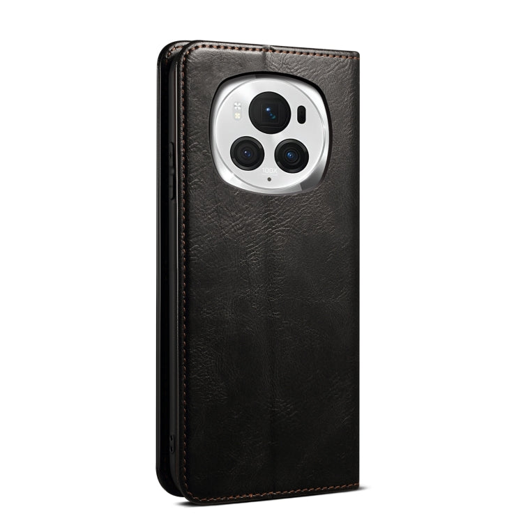 For Honor Magic6 Pro Oil Wax Crazy Horse Texture Leather Phone Case(Black) - Honor Cases by PMC Jewellery | Online Shopping South Africa | PMC Jewellery | Buy Now Pay Later Mobicred