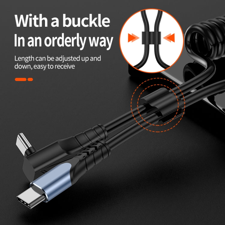 Type-C to Type-C Elbow Spring Charging Data Cable, Length: 1.5m(Black) - USB-C & Type-C Cable by PMC TechLife | Online Shopping South Africa | PMC TechLife