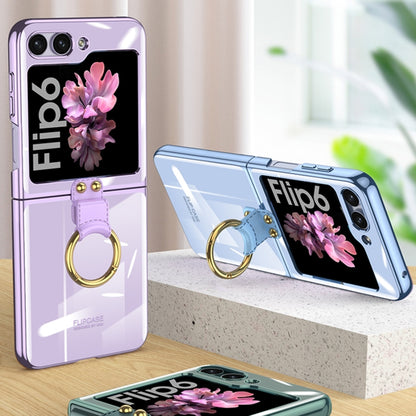 For Samsung Galaxy Z Flip6 GKK Electroplating Phone Case with Ring(Transparent) - Galaxy Z Flip6 5G Cases by GKK | Online Shopping South Africa | PMC Jewellery | Buy Now Pay Later Mobicred