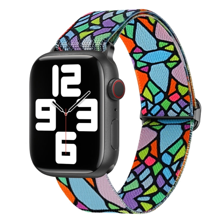 For Apple Watch SE 2022 40mm Painted Pattern Nylon Replacement Watch Band(Geometric Rainbow) - Watch Bands by PMc TechLife | Online Shopping South Africa | PMc TechLife | Buy Now Pay Later Mobicred