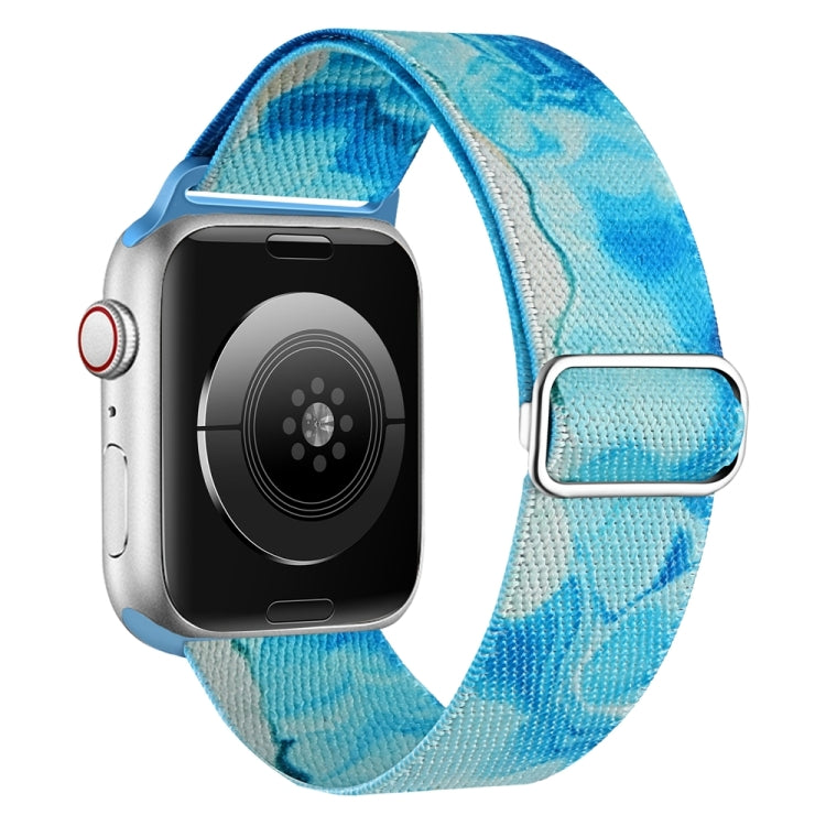 For Apple Watch 7 45mm Painted Pattern Nylon Replacement Watch Band(Ocean Blue) - Watch Bands by PMc TechLife | Online Shopping South Africa | PMc TechLife | Buy Now Pay Later Mobicred