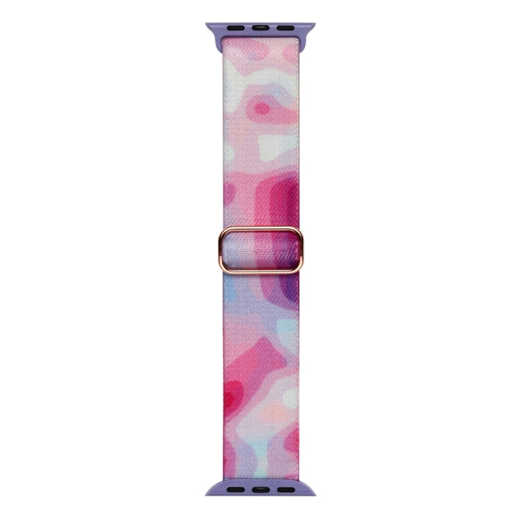 For Apple Watch SE 44mm Painted Pattern Nylon Replacement Watch Band(Ladder Purple Blue) - Watch Bands by PMc TechLife | Online Shopping South Africa | PMc TechLife | Buy Now Pay Later Mobicred