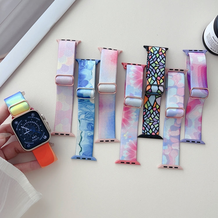 For Apple Watch 8 41mm Painted Pattern Nylon Replacement Watch Band(Symphony Aurora) - Watch Bands by PMc TechLife | Online Shopping South Africa | PMc TechLife | Buy Now Pay Later Mobicred