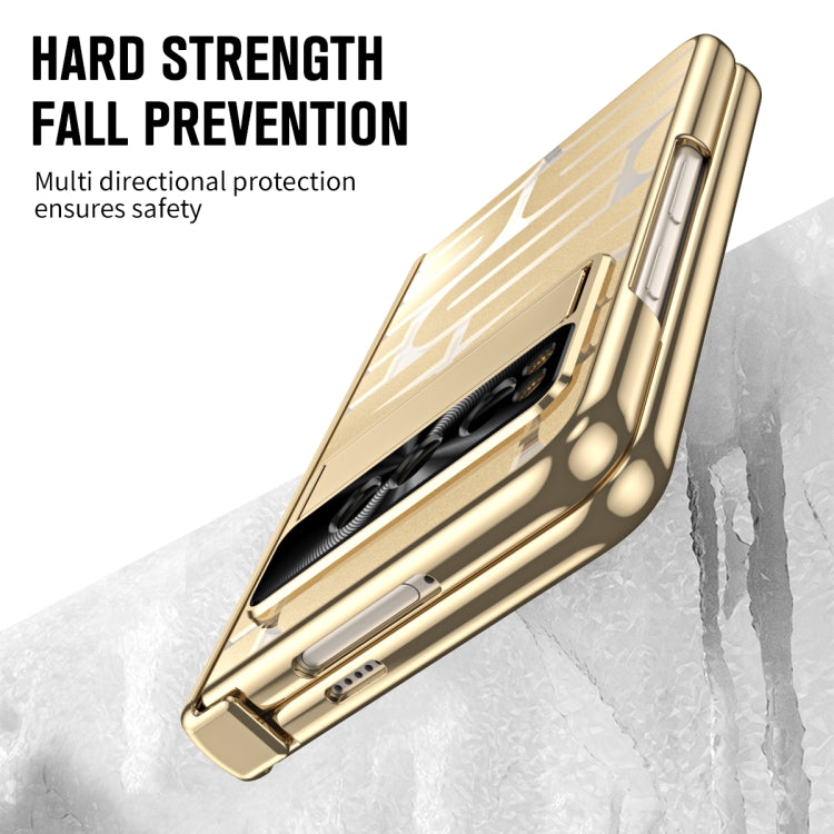 For Google Pixel Fold Integrated Electroplating Folding Phone Case with Pen Slot & Hinge(Gold) - Google Cases by PMC TechLife | Online Shopping South Africa | PMC TechLife | Buy Now Pay Later Mobicred