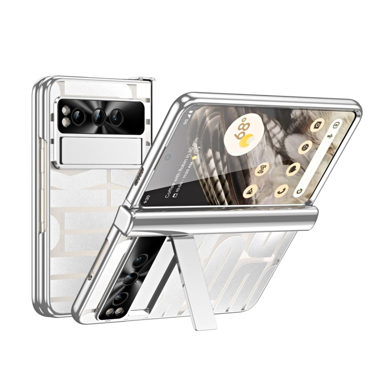 For Google Pixel Fold Integrated Electroplating Folding Phone Case with Pen Slot & Hinge(Silver) - Google Cases by PMC TechLife | Online Shopping South Africa | PMC TechLife | Buy Now Pay Later Mobicred
