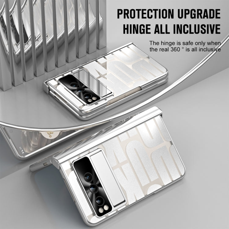 For Google Pixel Fold Integrated Electroplating Folding Phone Case with Pen Slot & Hinge(Silver) - Google Cases by PMC TechLife | Online Shopping South Africa | PMC TechLife | Buy Now Pay Later Mobicred