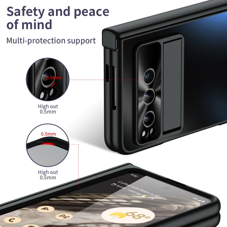 For Google Pixel Fold Integrated Electroplating Folding All-inclusive Phone Case with Pen Slot & Hinge(Black) - Google Cases by PMC TechLife | Online Shopping South Africa | PMC TechLife | Buy Now Pay Later Mobicred