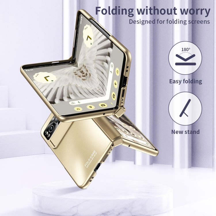 For Google Pixel Fold Integrated Electroplating Folding All-inclusive Phone Case with Pen Slot & Hinge(Gold) - Google Cases by PMC TechLife | Online Shopping South Africa | PMC TechLife | Buy Now Pay Later Mobicred