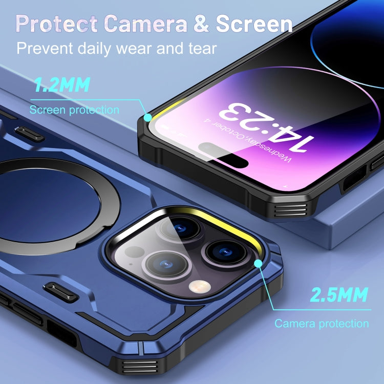 For iPhone 14 Plus Patronus MagSafe Magnetic Holder Phone Case(Navy Blue) - iPhone 14 Plus Cases by PMC TechLife | Online Shopping South Africa | PMC TechLife