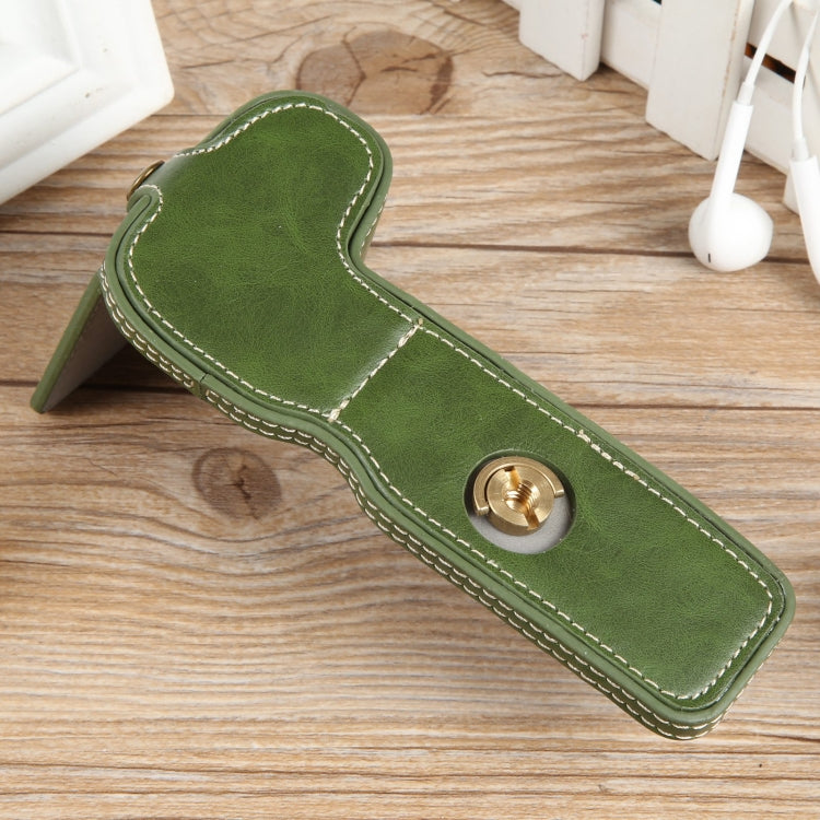 For Canon EOS R8 1/4 inch Thread PU Leather Camera Half Case Base(Green) - Half Case by PMC TechLife | Online Shopping South Africa | PMC TechLife | Buy Now Pay Later Mobicred