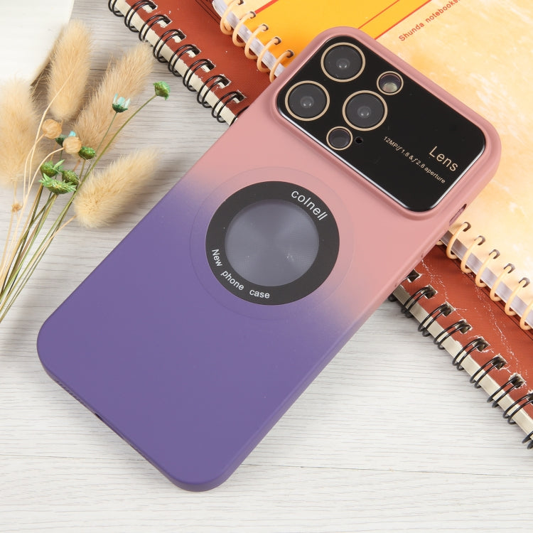 For iPhone 15 Gradient Silicone Shockproof Magsafe Phone Case with Lens Film(Pink Purple) - iPhone 15 Cases by PMC Jewellery | Online Shopping South Africa | PMC Jewellery