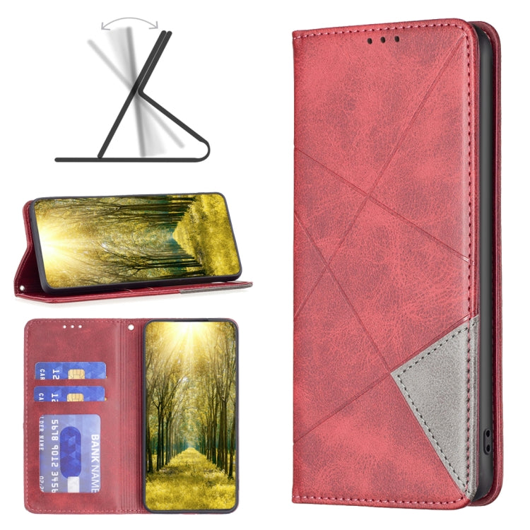 For Realme C53 Rhombus Texture Leather Phone Case(Red) - Realme Cases by PMC TechLife | Online Shopping South Africa | PMC TechLife | Buy Now Pay Later Mobicred