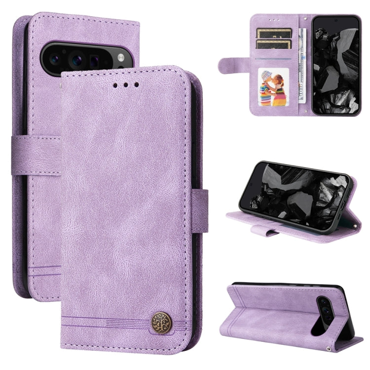 For Google Pixel 9 Pro Skin Feel Life Tree Metal Button Leather Phone Case(Purple) - Google Cases by PMC TechLife | Online Shopping South Africa | PMC TechLife | Buy Now Pay Later Mobicred
