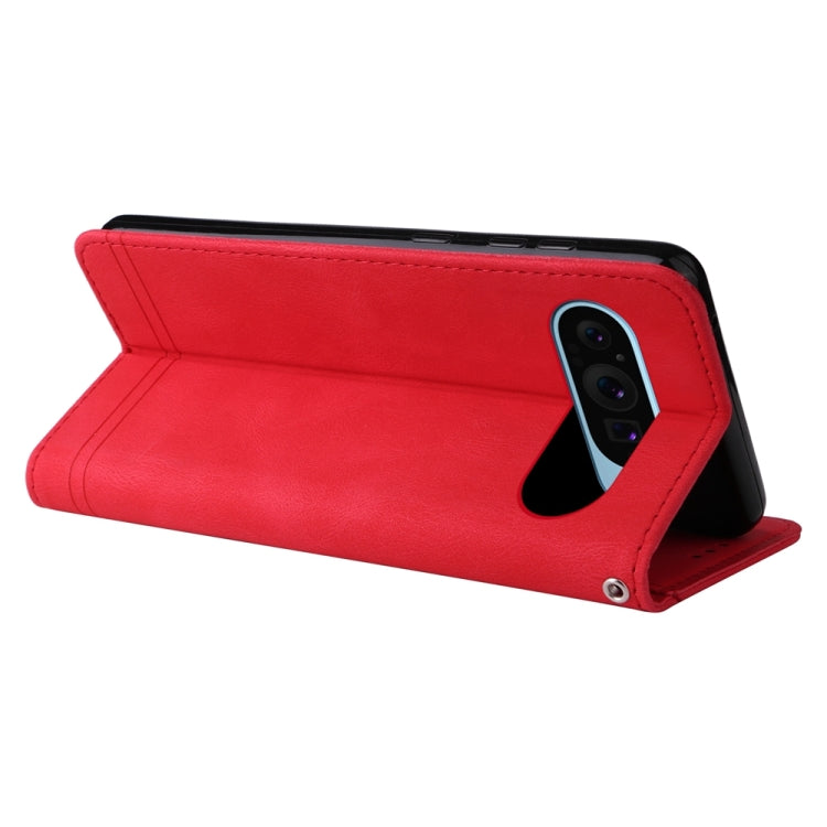 For Google Pixel 9 Skin Feel Life Tree Metal Button Leather Phone Case(Red) - Google Cases by PMC TechLife | Online Shopping South Africa | PMC TechLife | Buy Now Pay Later Mobicred