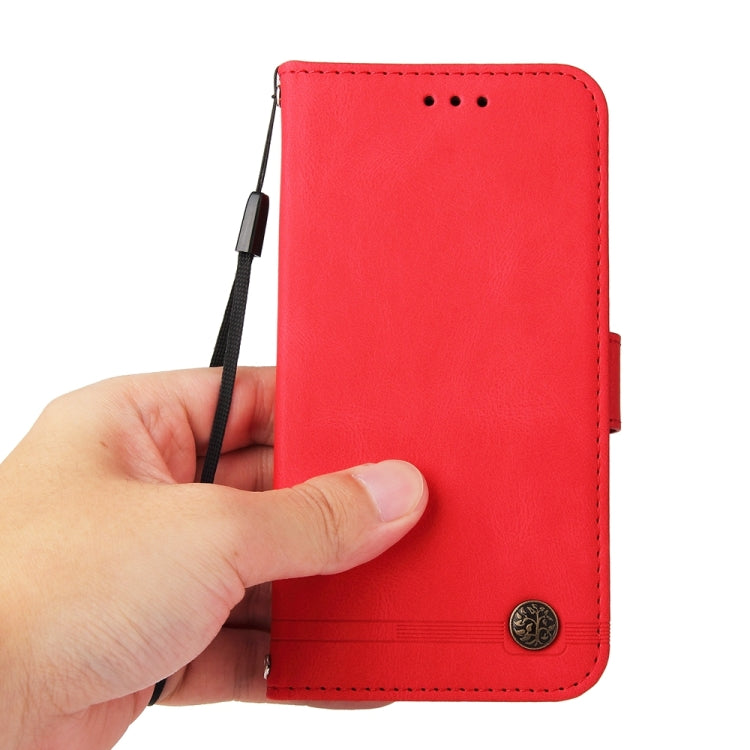 For Google Pixel 9 Skin Feel Life Tree Metal Button Leather Phone Case(Red) - Google Cases by PMC TechLife | Online Shopping South Africa | PMC TechLife | Buy Now Pay Later Mobicred