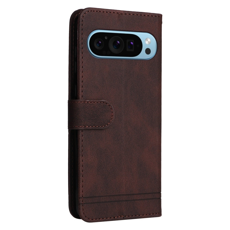 For Google Pixel 9 Skin Feel Life Tree Metal Button Leather Phone Case(Brown) - Google Cases by PMC TechLife | Online Shopping South Africa | PMC TechLife | Buy Now Pay Later Mobicred