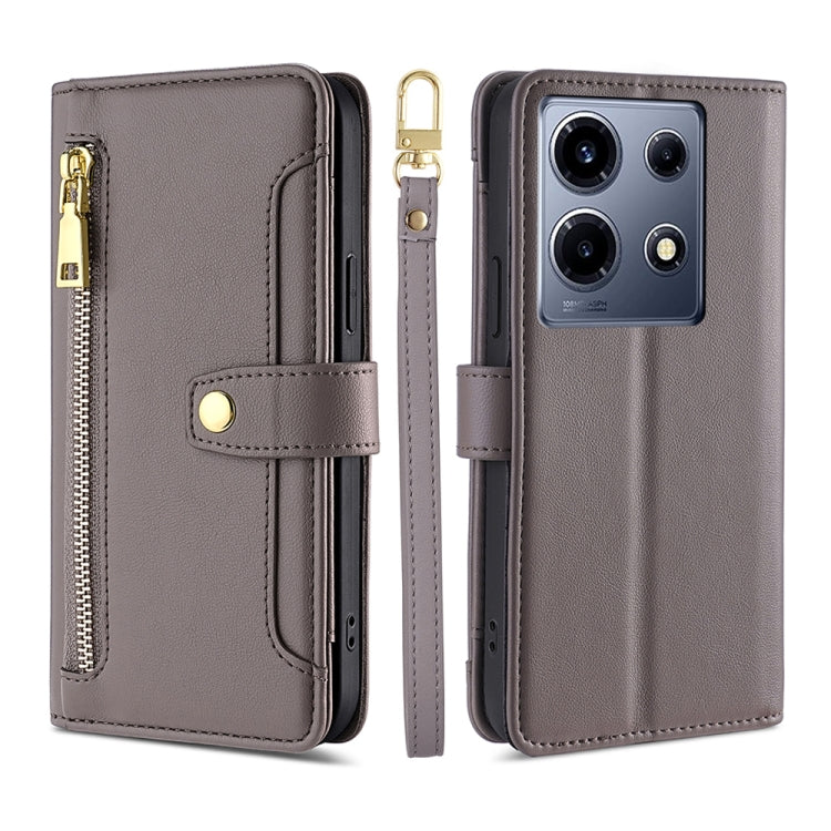 For Infinix Note 30 VIP 5G Sheep Texture Cross-body Zipper Wallet Leather Phone Case(Grey) - Infinix Cases by PMC TechLife | Online Shopping South Africa | PMC TechLife | Buy Now Pay Later Mobicred