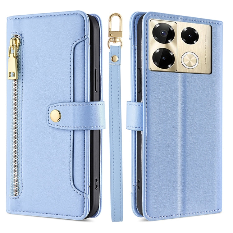 For Infinix Note 40 Pro 4G Sheep Texture Cross-body Zipper Wallet Leather Phone Case(Blue) - Infinix Cases by PMC TechLife | Online Shopping South Africa | PMC TechLife | Buy Now Pay Later Mobicred