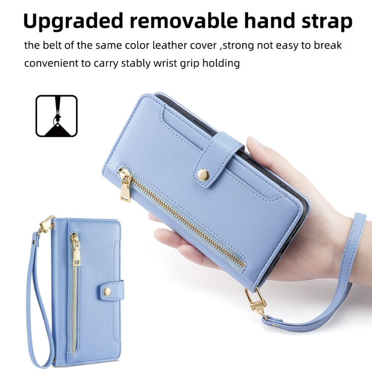 For Infinix Note 40 Pro 4G Sheep Texture Cross-body Zipper Wallet Leather Phone Case(Blue) - Infinix Cases by PMC TechLife | Online Shopping South Africa | PMC TechLife | Buy Now Pay Later Mobicred